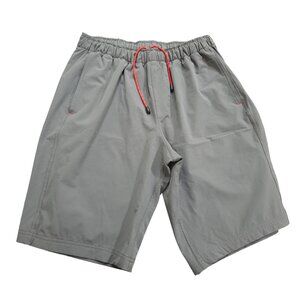 Olivers Mens Large Tall Athletic Nylon Shorts Gray Elastic Waist Red Drawstring